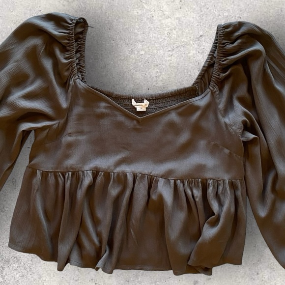 O’Neill Charcoal Grey Peasant Long Sleeve Top Blouse Size M. Great Condition! - Picture 3 of 14